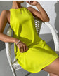 Fabshein Dresses for women Keyhole Back Solid Tunic Dress (Color : Lime Green,