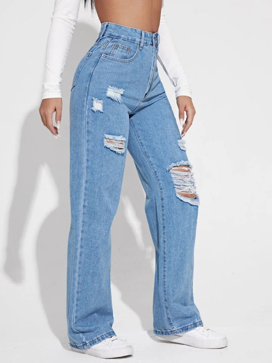 Fabshein High Waist Ripped Jeans