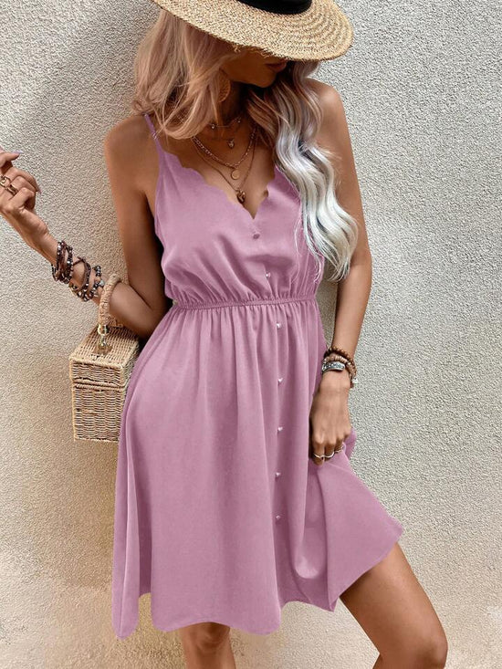 Fab SHEIN Clasi Solid Button Front Cami Dress