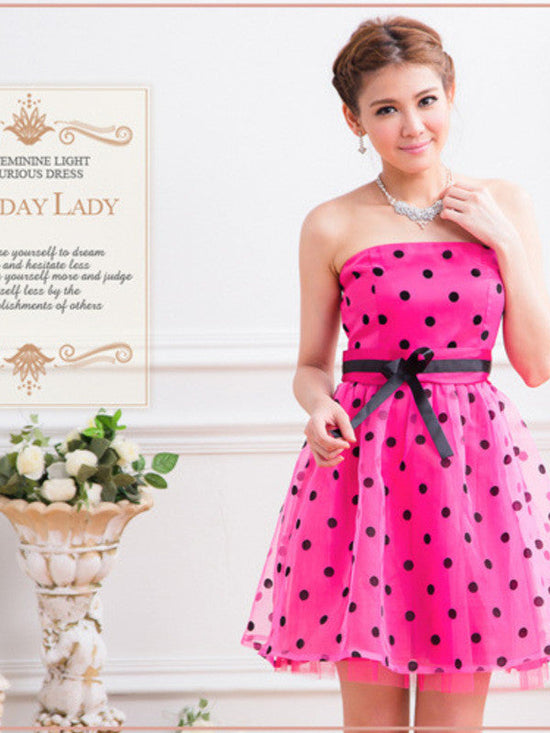 Fabshein bridesmaid polka dots tube dress