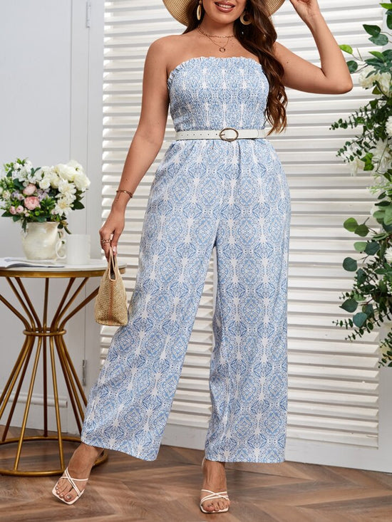 Fabshein VCAY Plus Allover Print Tube Jumpsuit Without Belt