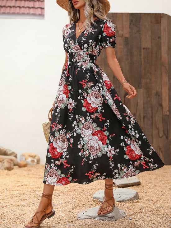 FabSHEIN VCAY Floral Print Puff Sleeve Dress