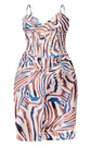 Plus Blue Zebra Print Cowl Ruched Side Midi Dress