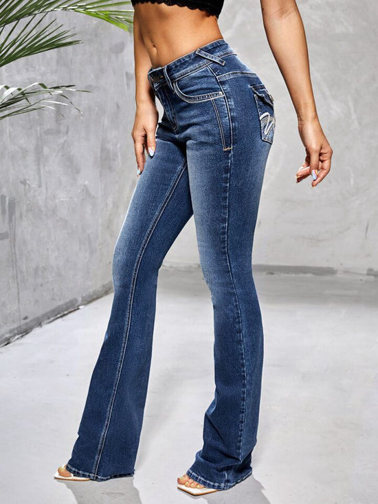 Fabshein Essnce Embroidery Bootcut Leg Jeans