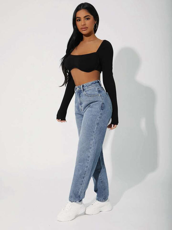 FabSHEIN PETITE high-waisted zipper jeans