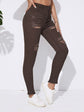 FabShein Ripped Skinny Jeans ( coffee brown)