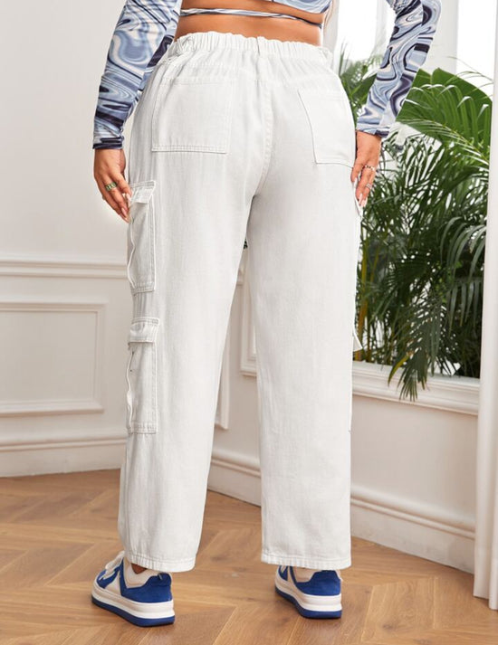 FabSHEIN EZwear Plus High Waist Flap Pocket Side Cargo Pants
