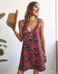 Fabshein Womens Summer Short Slip Dress Sleeveless Allover Floral Print Low Back Slip Dress Backless Casual for Party Beach