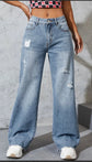 Fabshein Ripped Raw Cut Baggy Jeans