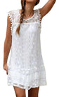 Fabshein White Lace Dress for Women,Lady Casual Summer Sleeveless Beach Short Dress Tassel Mini Dress