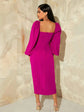 FabSHEIN SXY Twist Front Lantern Sleeve Wrap Hem Dress