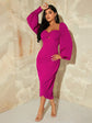 FabSHEIN SXY Twist Front Lantern Sleeve Wrap Hem Dress