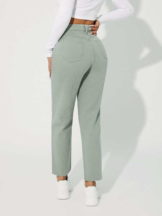 Fabshein PETITE Slant Pocket Straight Leg Jeans