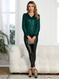 Fabshein EMERY ROSE V Neck Lantern Sleeve Sequin Blouse