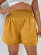 Plus Frilled Shirred Waist Guipure Lace Trim Shorts