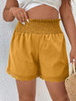 Plus Frilled Shirred Waist Guipure Lace Trim Shorts