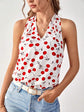 Fabshein Frenchy Allover Cherry Print Open Back Halter Top