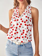 Fabshein Frenchy Allover Cherry Print Open Back Halter Top