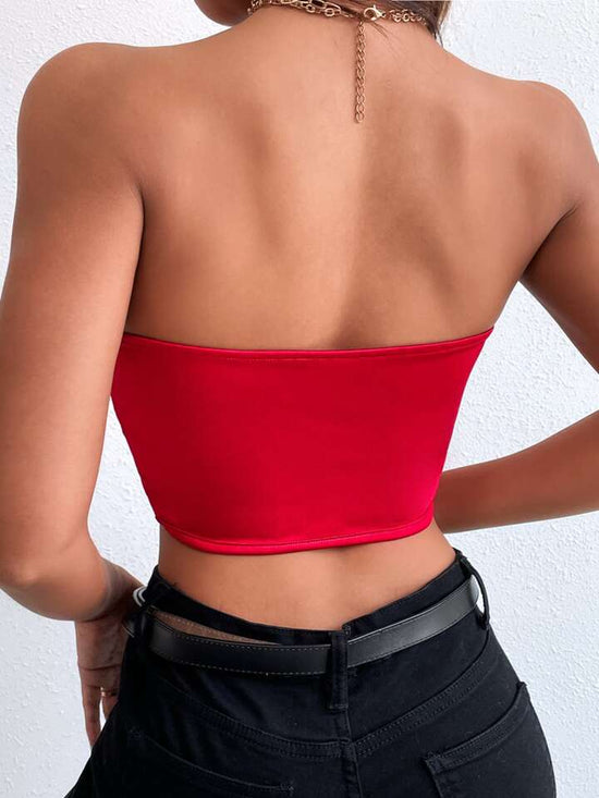 Fabshein Solid Crop Bustier Tube Top