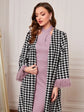 FabSHEIN Modely Houndstooth Fringe Trim Coat