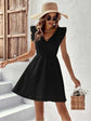 Fabshein Rare Black Self Pattern A-Line Dress