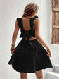 Fabshein Rare Black Self Pattern A-Line Dress