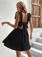 Fabshein Rare Black Self Pattern A-Line Dress