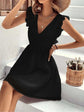 Fabshein Rare Black Self Pattern A-Line Dress