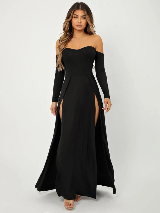 FabSHEIN SXY Off Shoulder High Split Dress