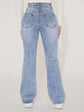 FabSHEIN PETITE Ripped Flare Leg Jeans