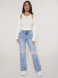 FabSHEIN PETITE Ripped Flare Leg Jeans