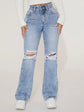 FabSHEIN PETITE Ripped Flare Leg Jeans