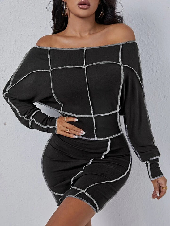 FabSHEIN SXY Off Shoulder Batwing Sleeve Bodycon Dress